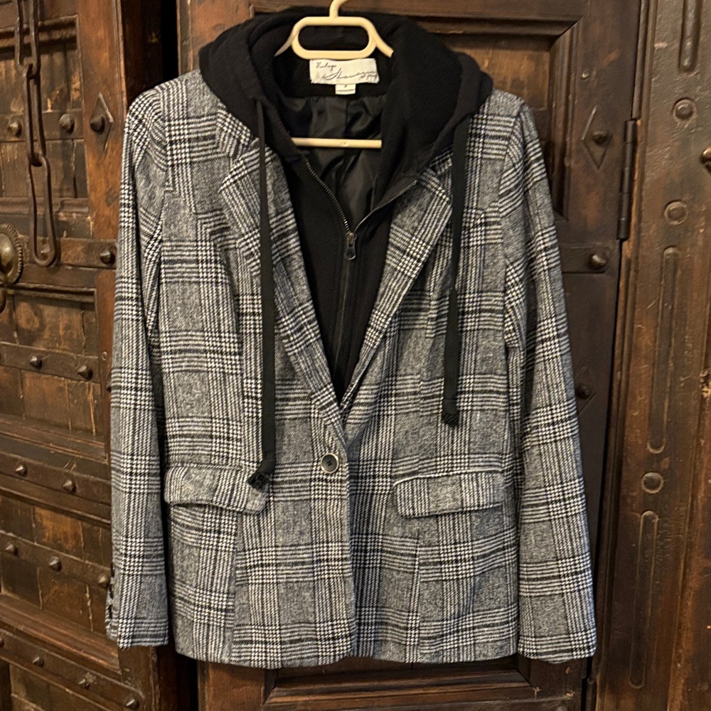 Vintage Havana Black and Gray Plaid Blazer
